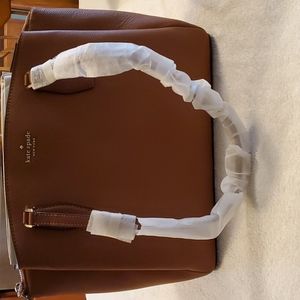 KATE SPADE TRIPLE COMPARTMENT MONET TOTE IN THE WARM GINGERBREAD COLOR.